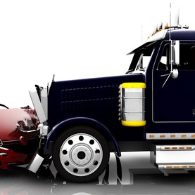 large semi truck rear ends smaller compact car Queener Law